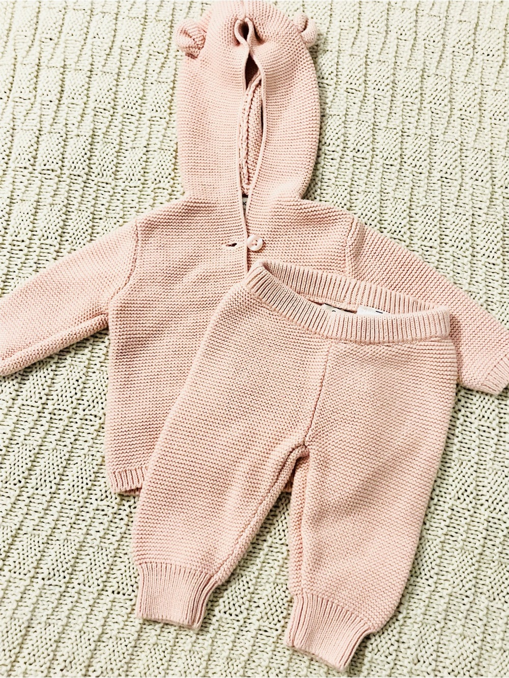 Quince Blush Pink Baby Knit Hoodie & Pants Set